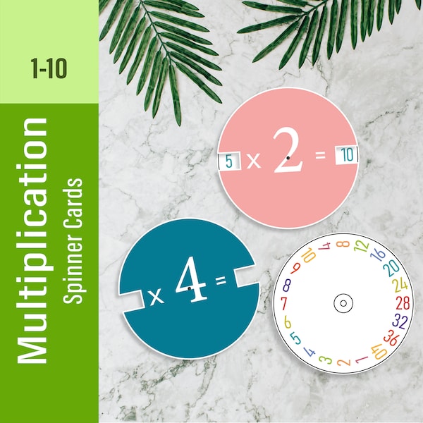 MULTIPLICATION 1-10 Spinner Cards Printable Toddler Busy Book, Montessori Paper Games For Kids, Early Learning Montessori Material Busy Book