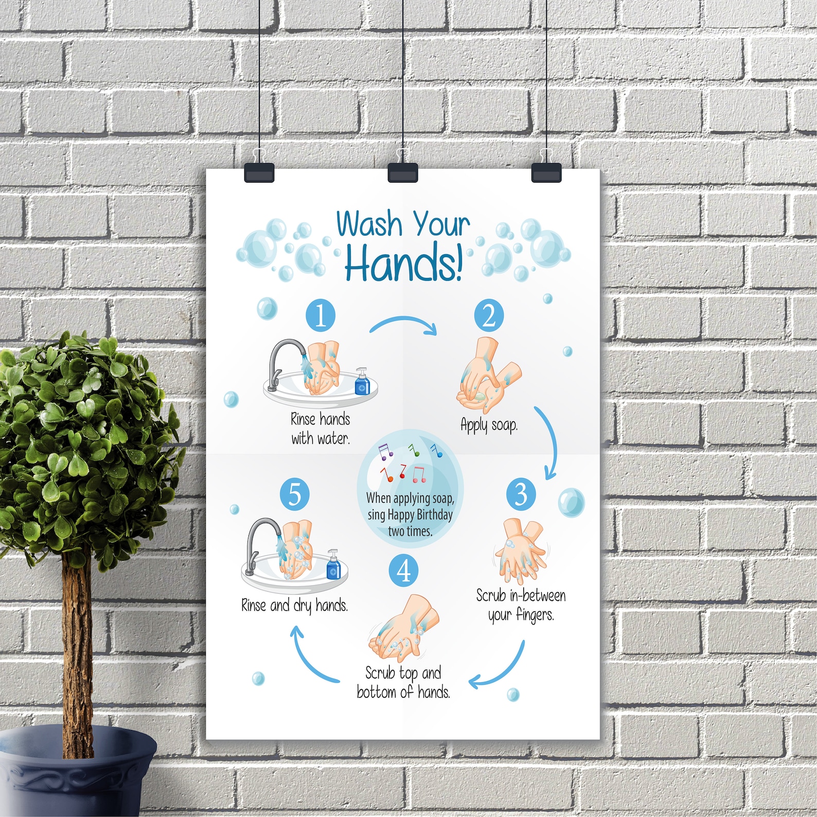 Wash Your Hands Poster Hand Washing Printable (Download Now) - Etsy