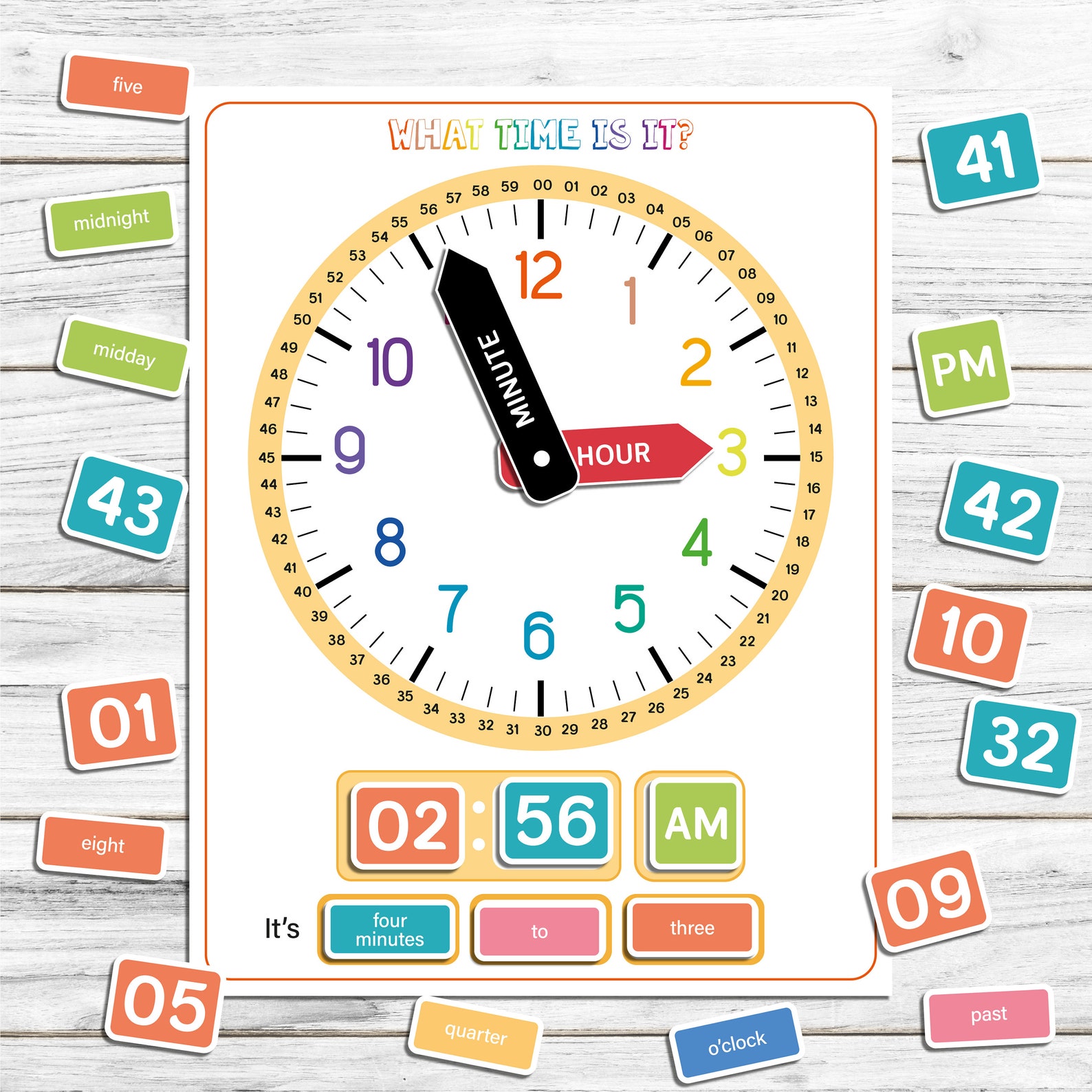 Learning Time Printable Clock What Time is It Telling Time | Etsy