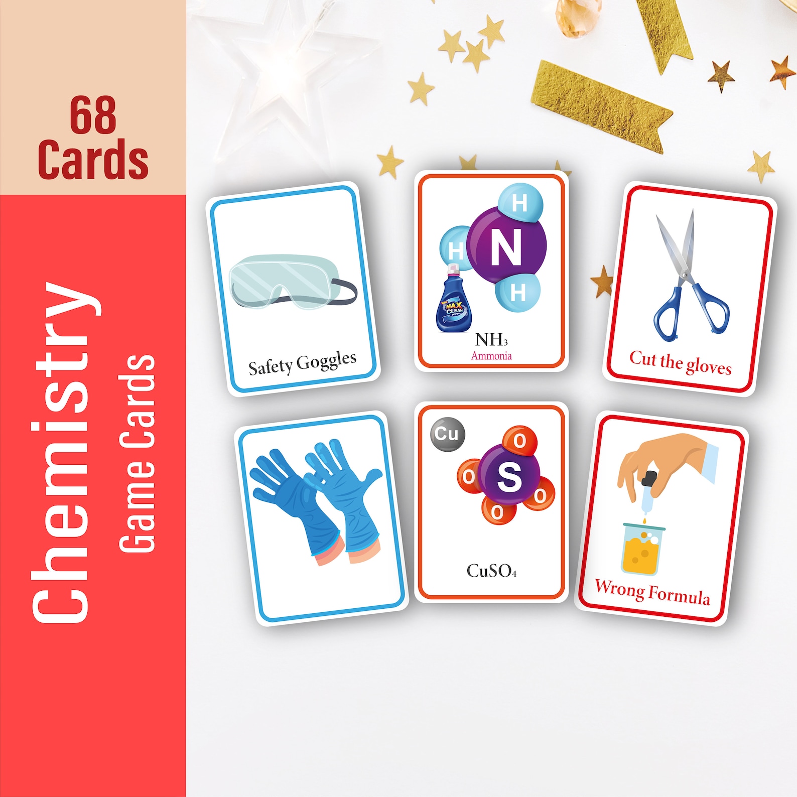 Chemistry Game Cards, Montessori Toddler Compounds Game Cards for Kids