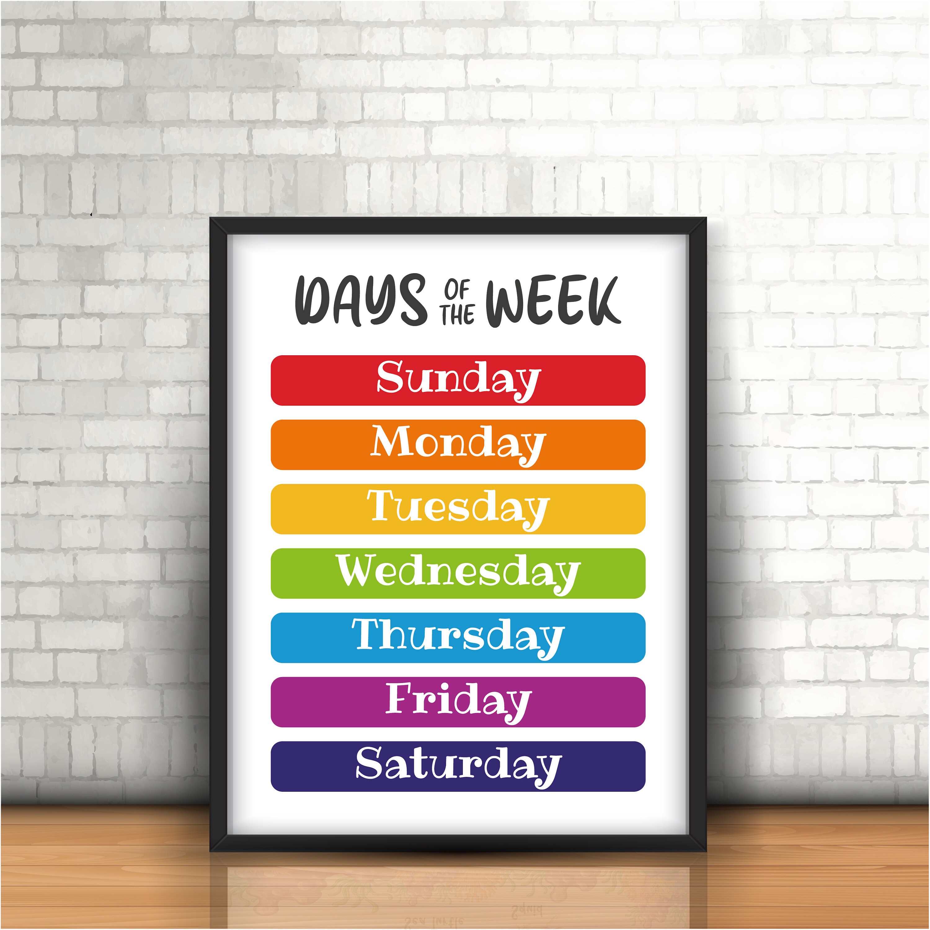 Days of the Week Printable Montessori Educational Poster - Etsy