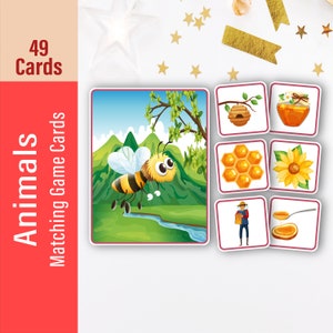 Juego de emparejamiento de animales: Tarjetas Montessori para niños pequeños (PDF)