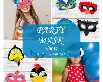 BIRD Animal Mask, modèle d'artisanat en papier imprimable, costume imprimable Party Favor Pet pour les enfants, feuille de coloriage, idées imprimables, téléchargement Pdf