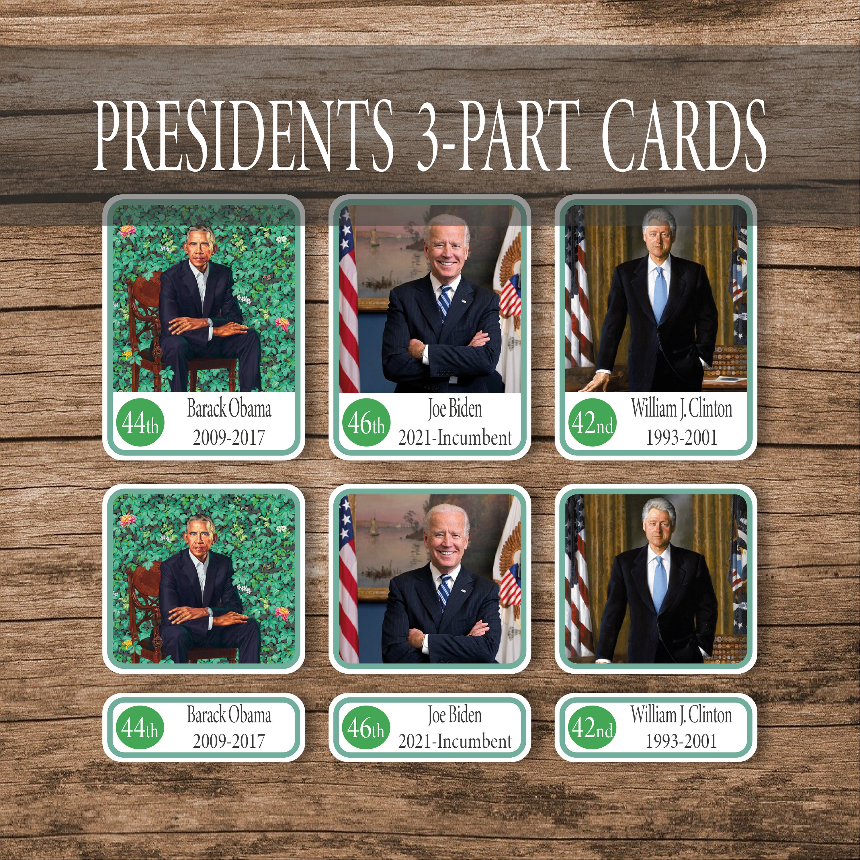US Presidents Flash Cards: Montessori 3-part Cards (printable) - Etsy