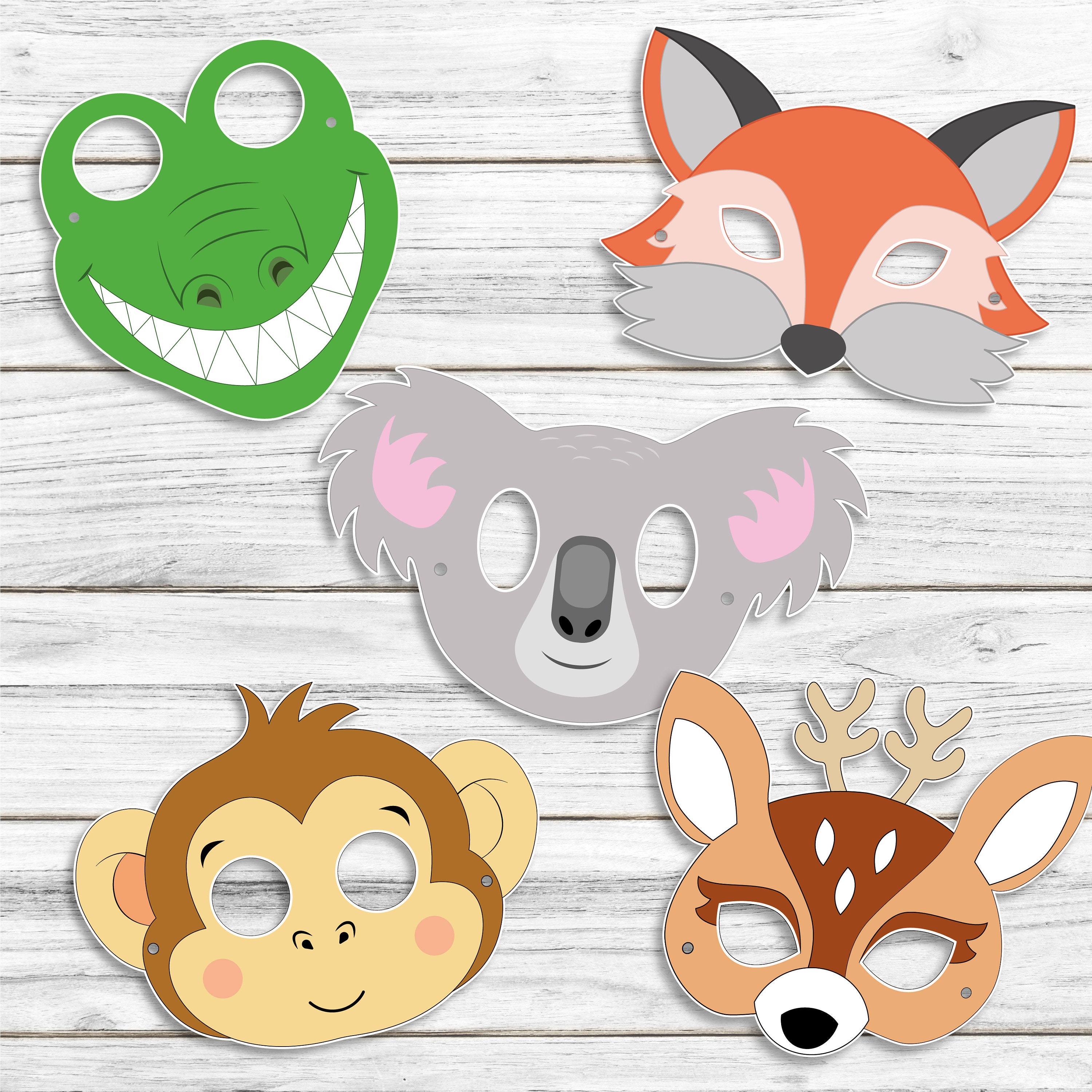 FOREST ANIMAL MASKS SET 1 - In Colour - Payhip