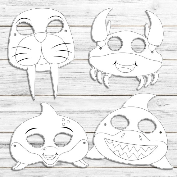 TIESOME Lot De 10 Masques Animaux Marins En Feutre – Fête Océan