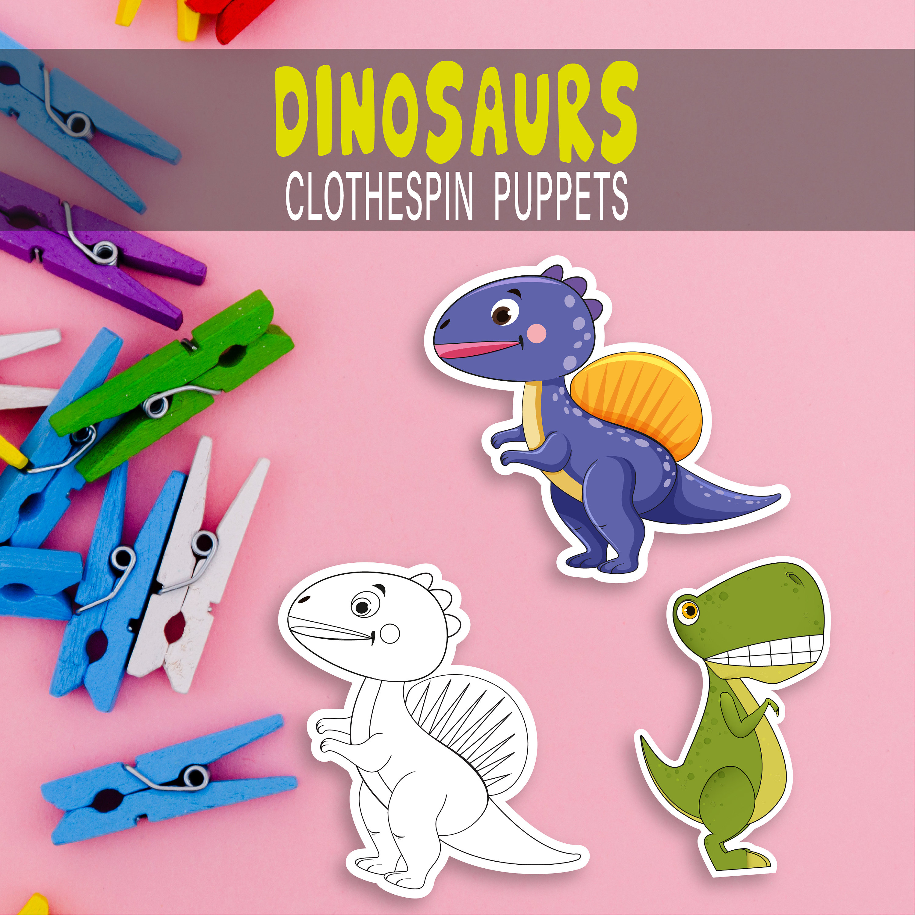 Dinosaur Clothespin Puppets Printable Toddler Animal Paper | Etsy India