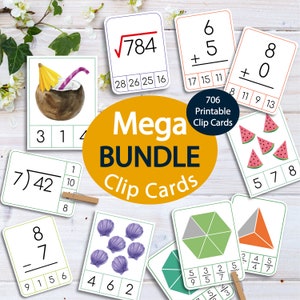 Puede incluir: Un conjunto de 706 tarjetas de clip imprimibles para que los niños practiquen habilidades matemáticas. Las tarjetas presentan una variedad de problemas matemáticos, que incluyen suma, resta, multiplicación, división y fracciones. Las tarjetas son coloridas y atractivas, y son perfectas para ayudar a los niños a aprender y practicar matemáticas.