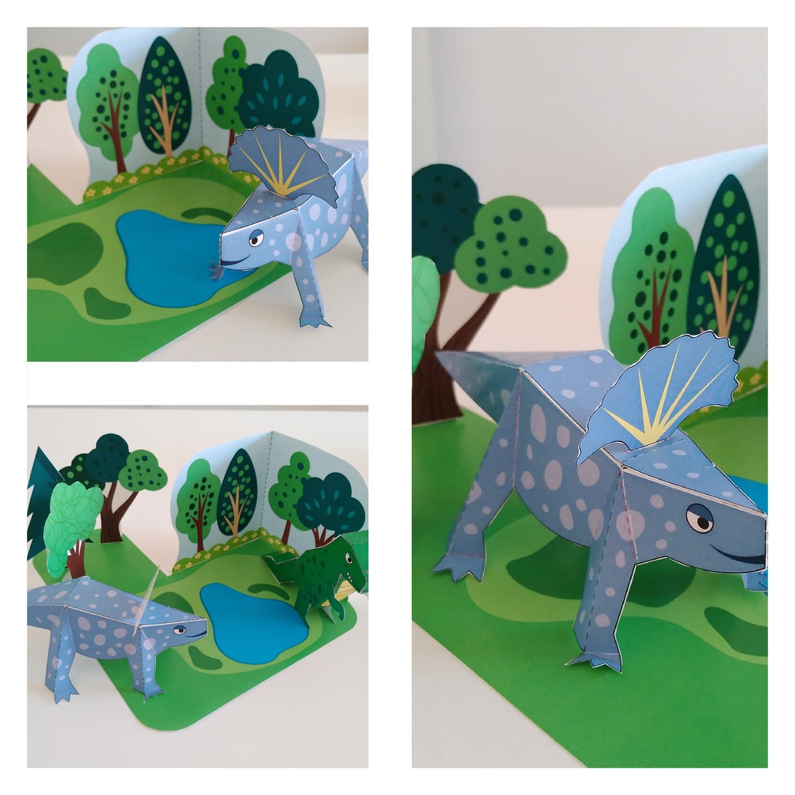 DINOSAUR - FOREST Printable Paper Diorama Kit, Diy Set, Animal Paper ...