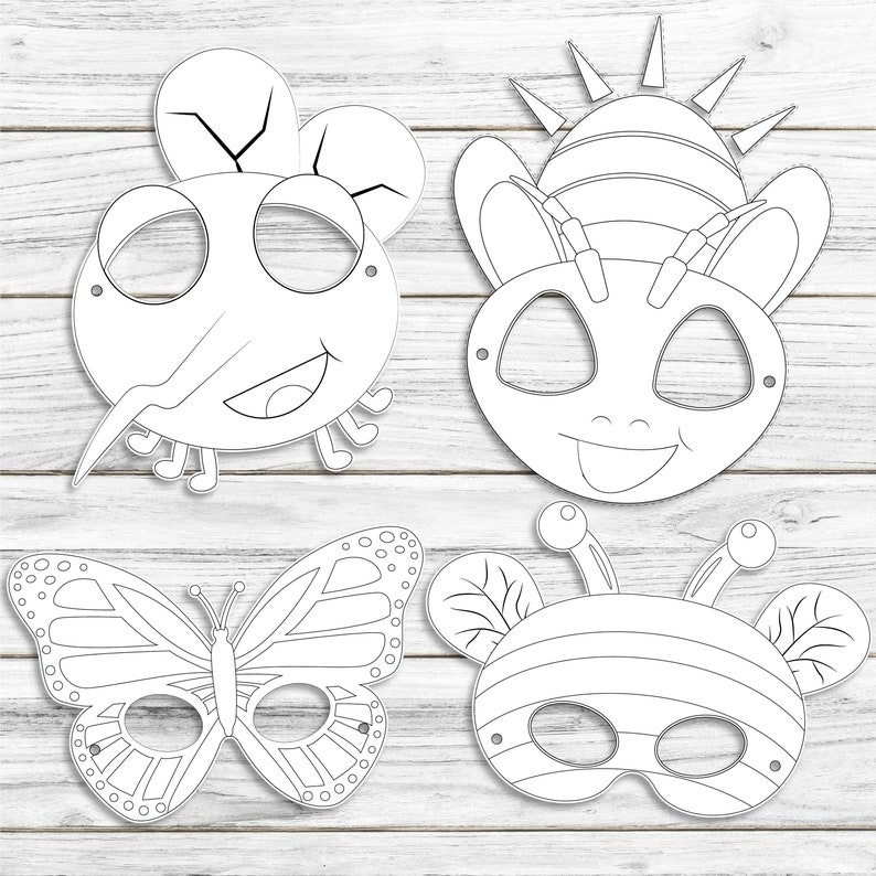 BUG Insect Masks animal printable paper mask kid party mask Etsy M??xico