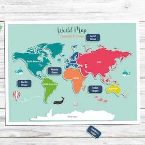 Continents, Oceans Printable Puzzle, World Geography, Map Activity ...