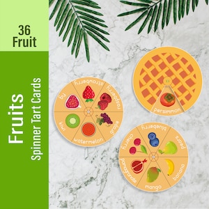 FRUIT TART Spinner Cards Printable Toddler Busy Book, Montessori Paper Games For Kids, Early Learning Montessori Materials for Busy Book