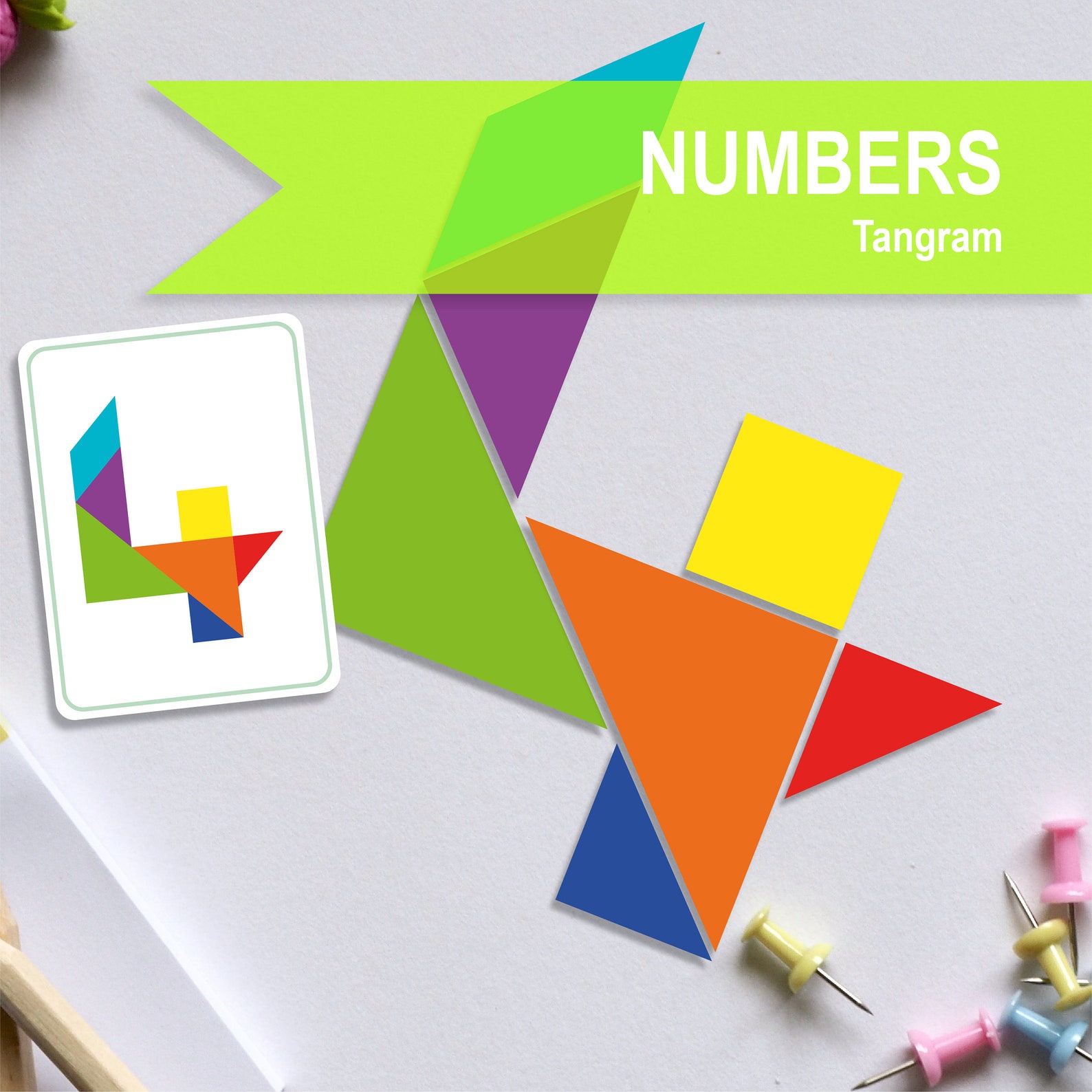 TANGRAM NUMBER ( 0-9 )printable Puzzles, Flash Cards, Montessori ...