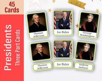 US Presidents Montessori Flash Cards: Early Learning (PDF)