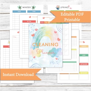 Editable Cleaning Planner: Weekly, Monthly, Yearly Checklist (PDF Printable)