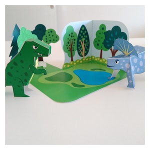 DINOSAUR FOREST Printable Paper Diorama Kit, Diy Set, Animal Paper ...