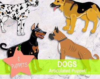 DOG Articulated Puppets Printable Paper Doll, Animal Toys, gift for Baby Boys Girls Childreen, Educational Toys, Preschool, Kindergarten PDF