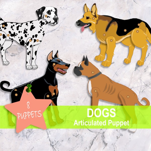 DOG Articulated Puppets Printable Paper Doll, Animal Toys, gift for Baby Boys Girls Childreen, Educational Toys, Preschool, Kindergarten PDF