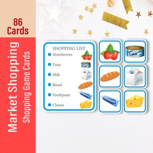 Market Shopping Matching Game Cards, Montessori Toddler Matching Game Cards For Kids, Early Learning Montessori Materials for Busy Book