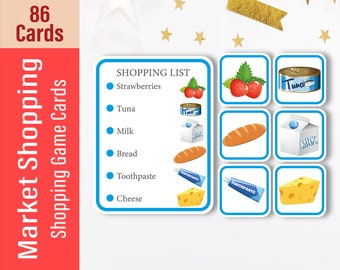 Montessori Market Shopping Matching Game: 86 Printable Cards (Digital Download)