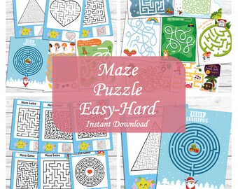 Maze games for kids, Labyrinth, Printable Activity page, puzzle for pre-school boys and girls, fun activity birthday party, Digital download