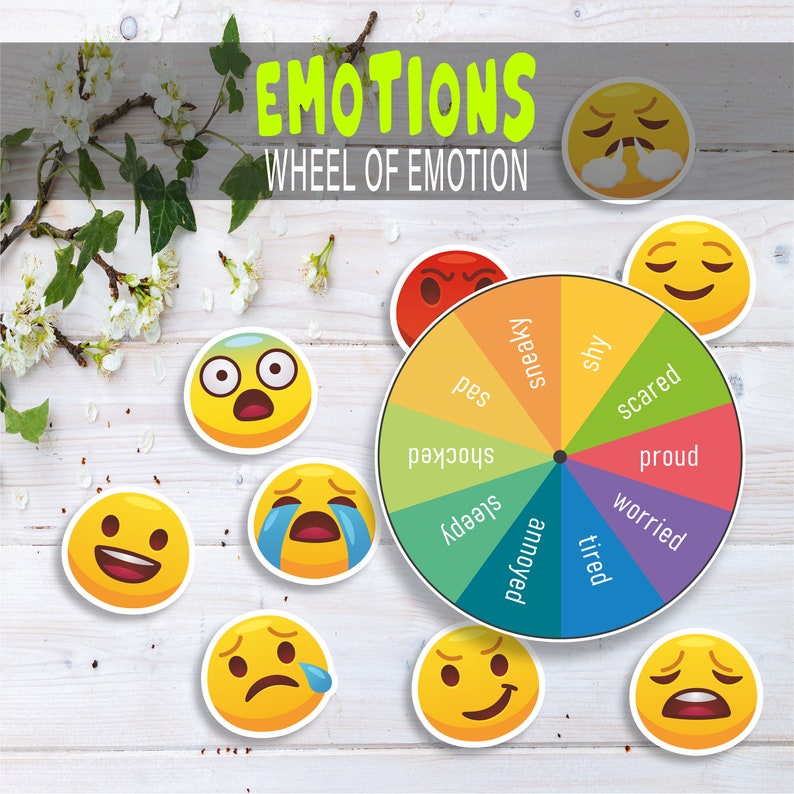 EMOTION Feeling Wheel Chart Printable Toddler Kindergarten Etsy