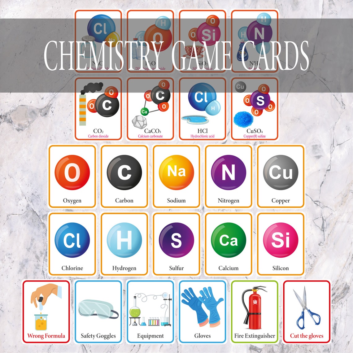 Chemistry Game Cards, Montessori Toddler Compounds Game Cards for Kids ...