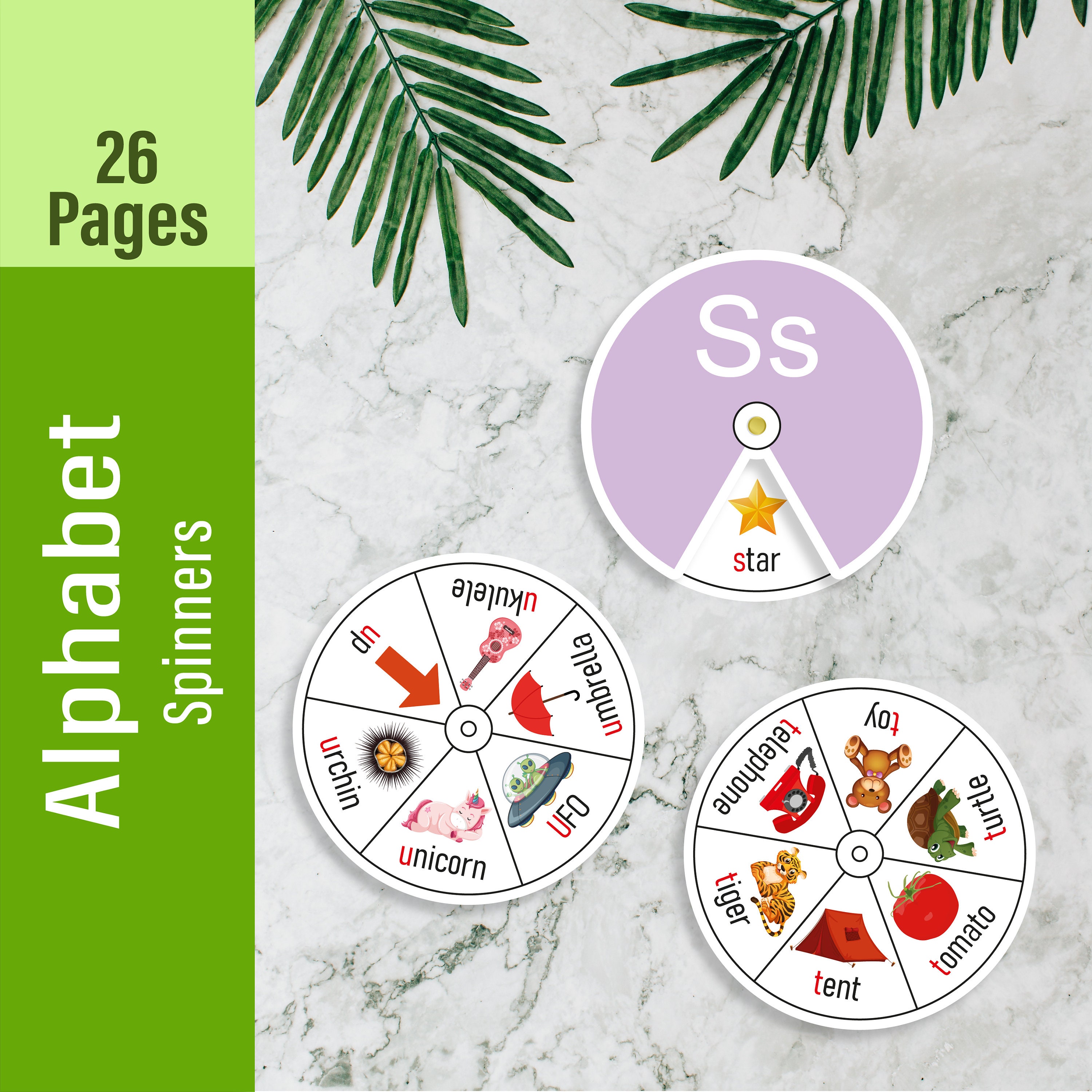 ALPHABET Spinner Cards Printable Toddler Busy Book Montessori Etsy