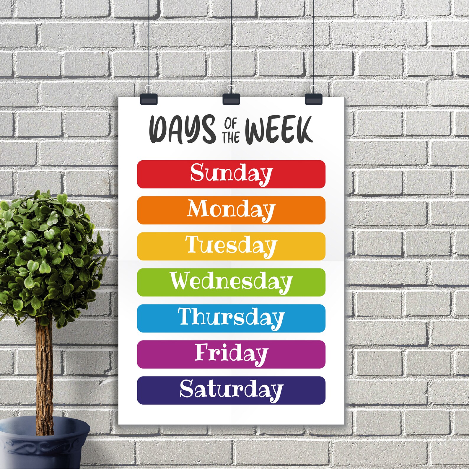 Days of the Week Printable Montessori Educational Poster - Etsy