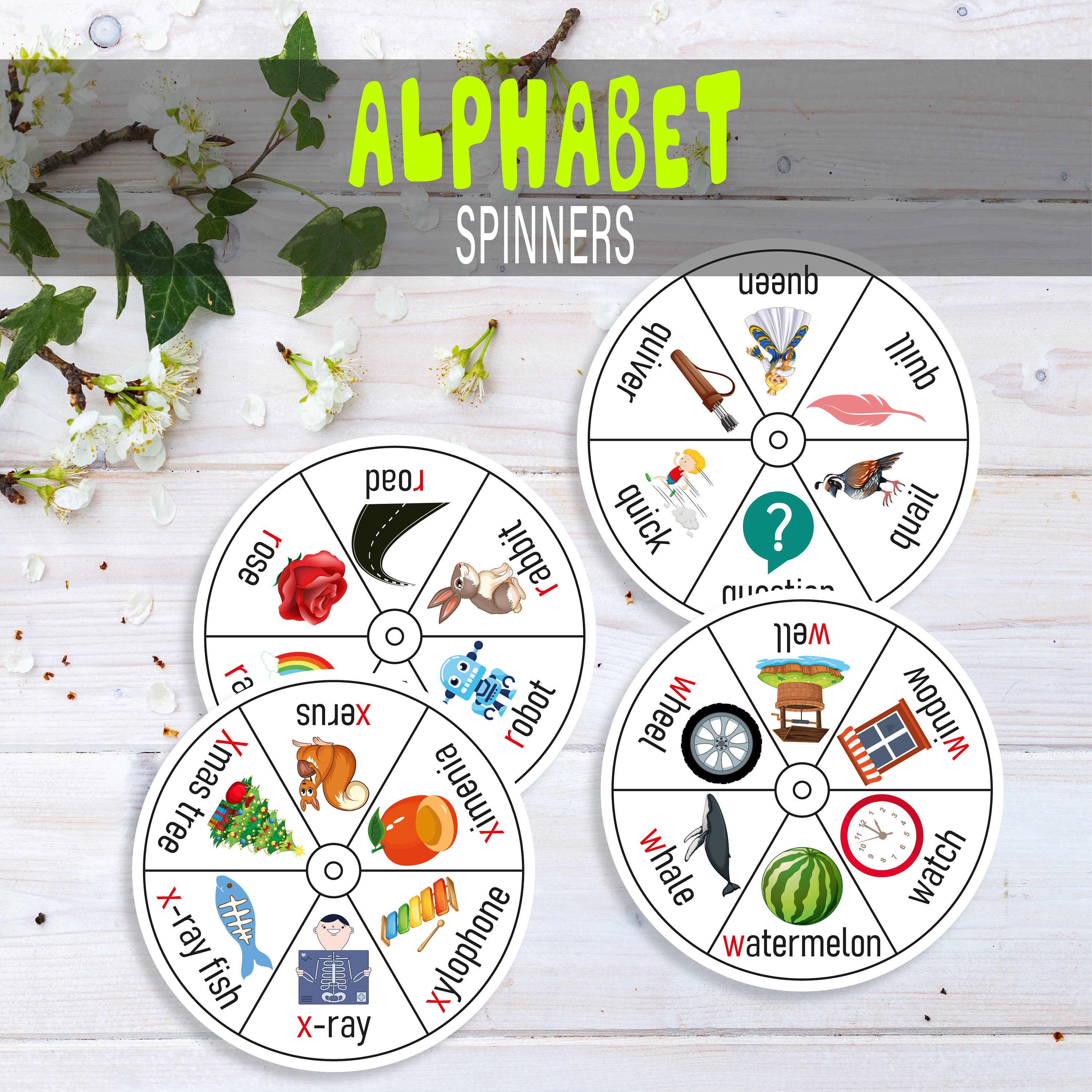 ALPHABET Spinner Cards Printable Toddler Busy Book Montessori - Etsy