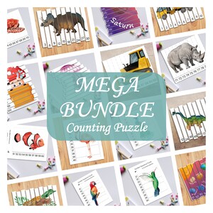 Number Sequence Counting Printable Animal Puzzle Set, Preschool Math Activity for Kids, Learn to Count, Learning Resources, First Grade, PDF