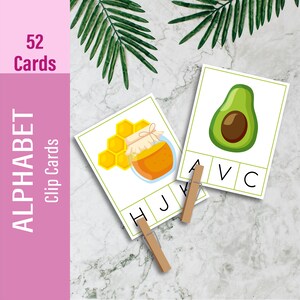 ALPHABET-Clip-Karten, Buchstaben-Erkennung, druckbare Montessori-Flash-Karte, Vorschul- und Kindergarten-Bildungsaktivität, digitaler Download