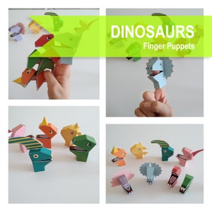DINOSAUR Finger Puppet, Animals Paper Printable Crafts, Birthday Party ...
