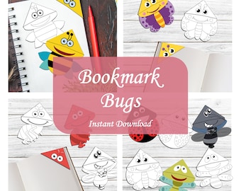 Bug Bookmark Printable Templates: Kids Paper Craft (Instant Download)