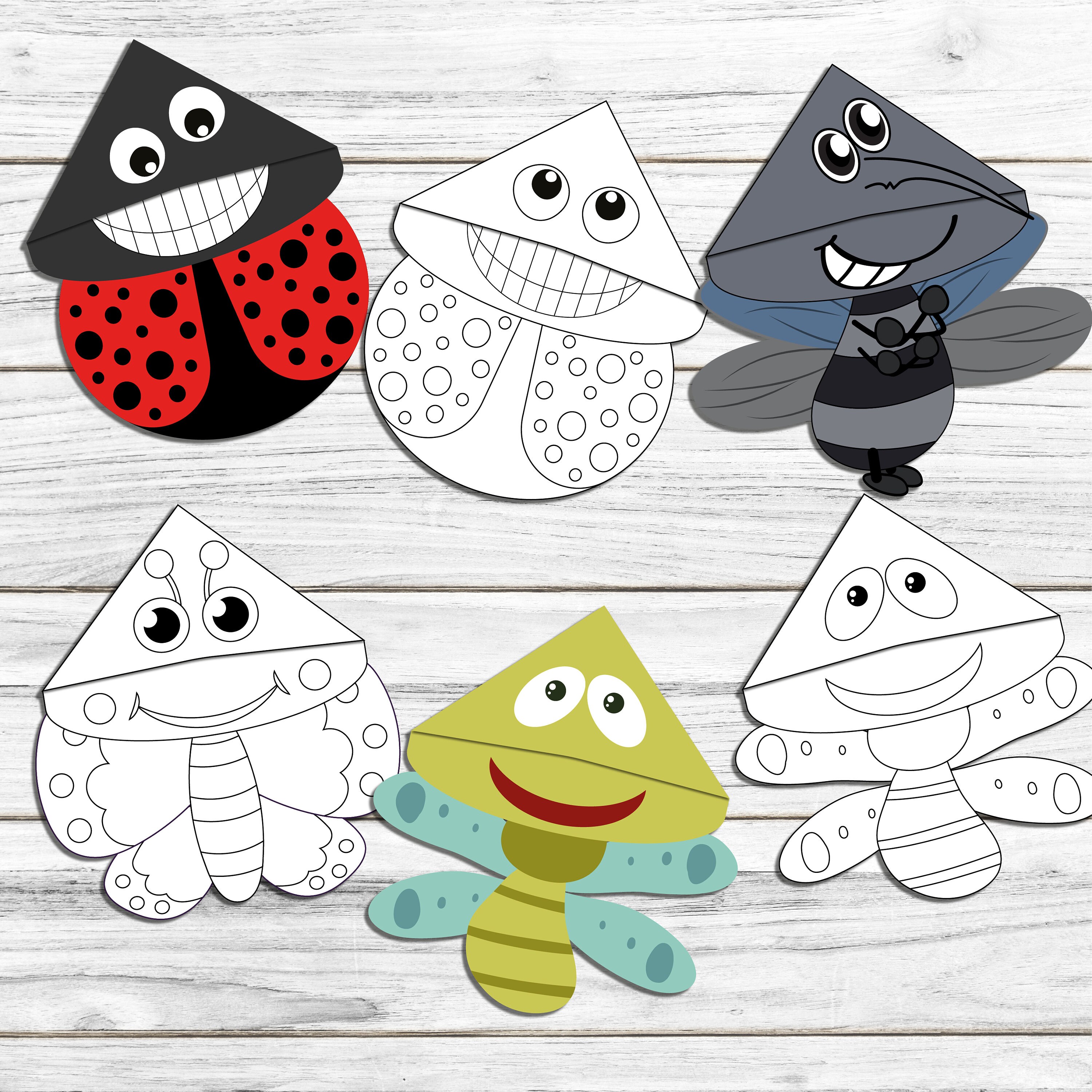 Bug Bookmark Printable Templates: Kids Paper Craft (instant Download ...