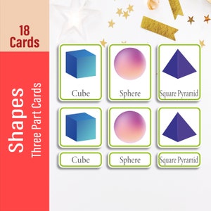 SHAPE Montessori Cards, Printable Flash Cards, Nomenclature Three Part Cards, PDF, Toddler Learning, Preschool  Educational Prints, PDF
