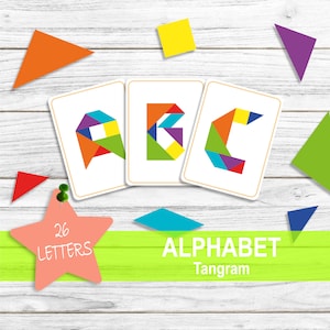 Tangram Alphabet Flash Cards: Montessori ABC Printable (PDF)
