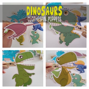 Dinosaur Clothespin Puppets Printable Toddler Animal Paper Toys ...