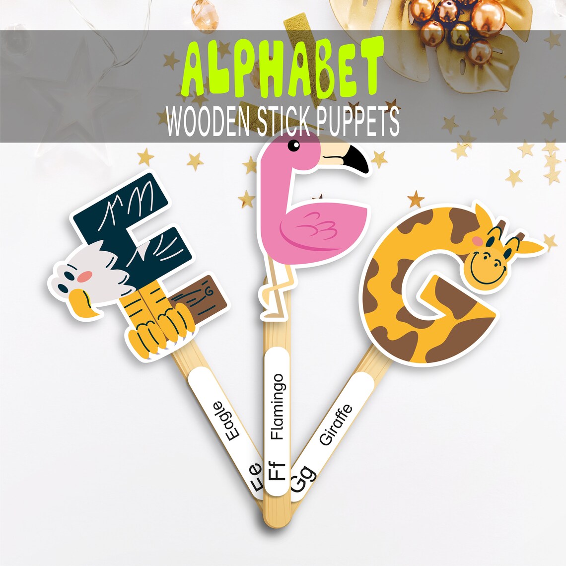 ALPHABET Animal Puppets Printable ABC Card Kindergarten - Etsy