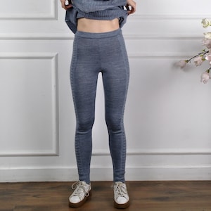 WOLLEN GEBREIDE LEGGING, gebreide damesbroek, warme winterwol gebreide kabelbroek, wollen broeklegging, gebreide lamswollen legging dames