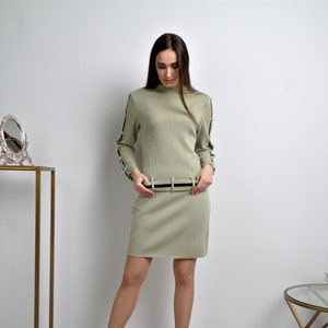 KNITTED DRESS, Wool Knit dress, Jaquard Knit Dress, Short Dress, Soft Wool Dress, Warm Knitted Dress, Lambsool Warm Dress, Woolen Dress