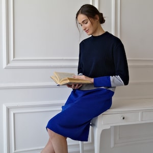 WOLLE Strickkleid, Strickkleider für Damen, Warmes Wollkleid, Midi Wollkleid, Lammswolle Strickkleid, Lässiges Strickkleid, Winter Strickkleid