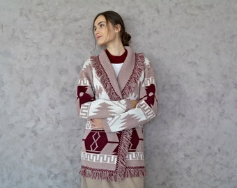 KNITTED CARDIGAN, Womens Cardigan, Wool Knit Coat, Women Long Knitted Cardigan, Maxi Knit Jacket Stand-up collar, Women's Woolen Coat