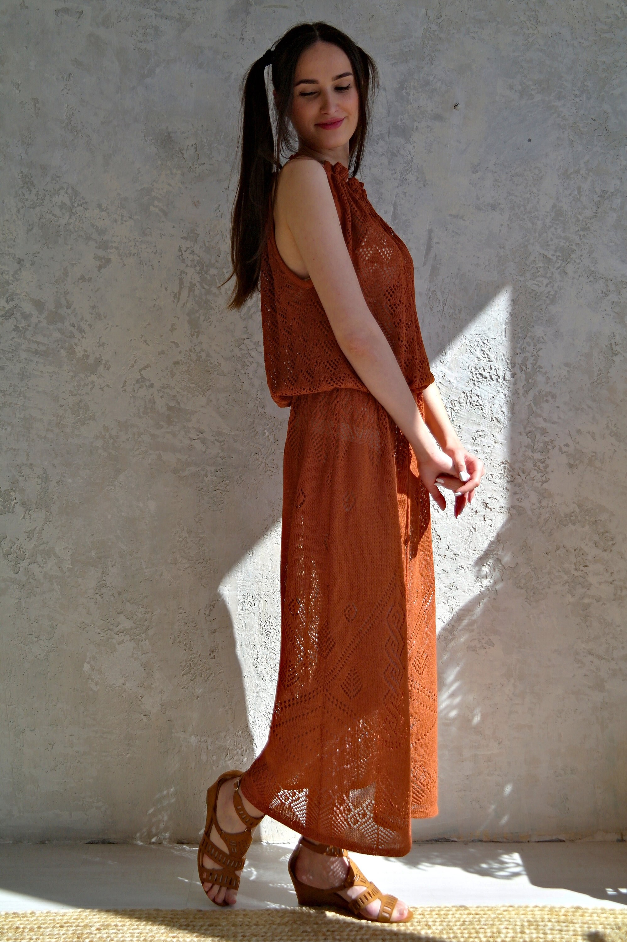 LUXURY BEACH DRESS Maxi openwork dress Knitted dress See Etsy