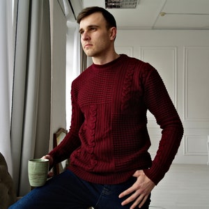Men&#39;s HANDKNIT SWEATER, Cable knit Sweater, Knitted sweater, Mens sweater, Mens pullover, Man Sweater, Woolen sweater, Warm Wool Sweater
