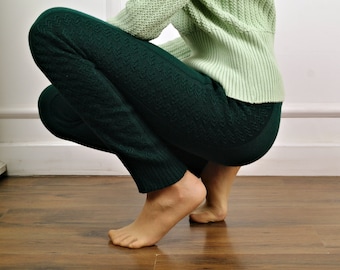 Pantalones de lana de punto, pantalones de lana de punto trenzado para invierno, pantalones de mujer de punto, leggings de lana, leggings de lana de cordero de punto para mujer
