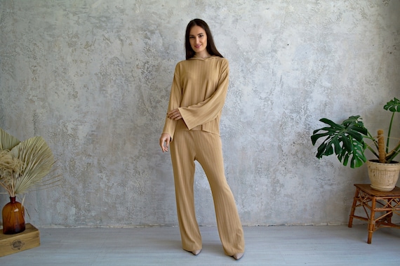 KNIT PANT SUIT, Oversized Pants Suit, Women Pants Suit, Women's