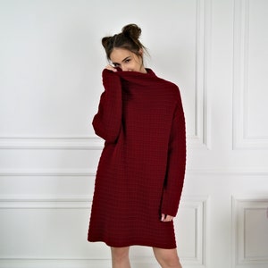 KNITTED DRESS, WOOLEN dress, Oversized dress, Knit dress, Knee-length Dress,  Warm Dress, Turtleneck dress, Wool Dress, Warm woolen dress