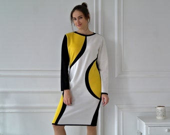 KNIT DRESS, Women&#39;s Knit Dress, Midi Knit Dress, Lambswool Knit dress, Wool Sweater dress, Casual Knitted dress, Warm knit dress