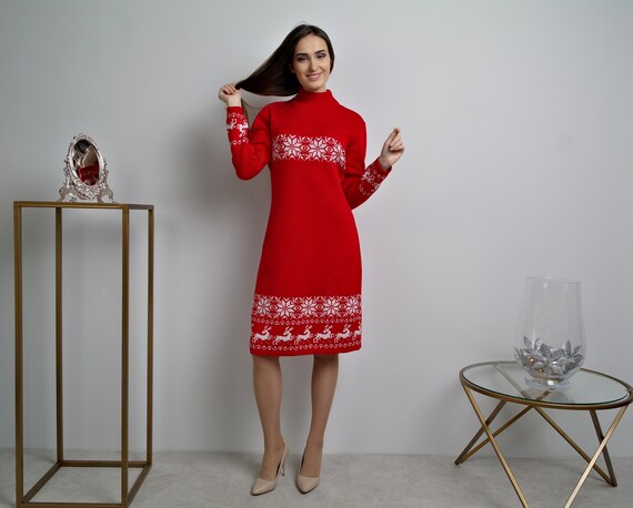 white christmas dresses Women's Red Oversized Christmas Dress - Europe's largest selection main image 1